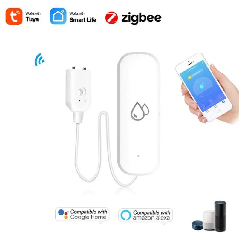 Détecteur de fuites d'eau Aubess Tuya WiFi ZigBee avec avertisseur sonore et détecteur de débordement, compatible avec la surveillance à distance Smart Life