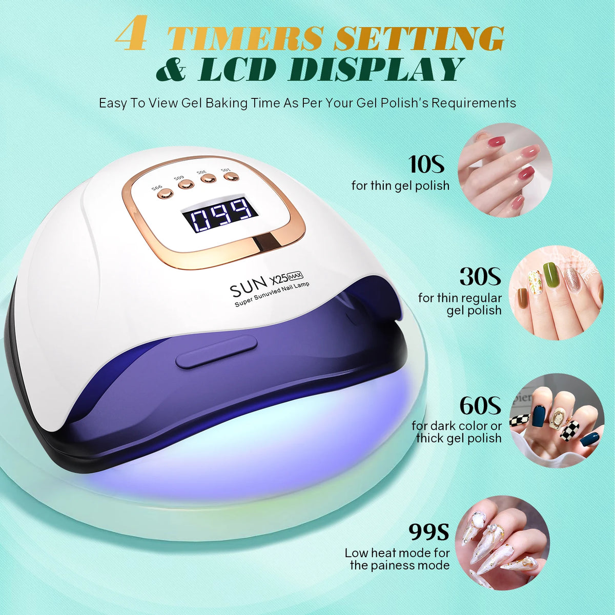 Lampe UV LED pour ongles 380 W, lampe de séchage LED puissante pour tous les vernis semi-permanents, idéale pour un usage professionnel à domicile ou en salon
