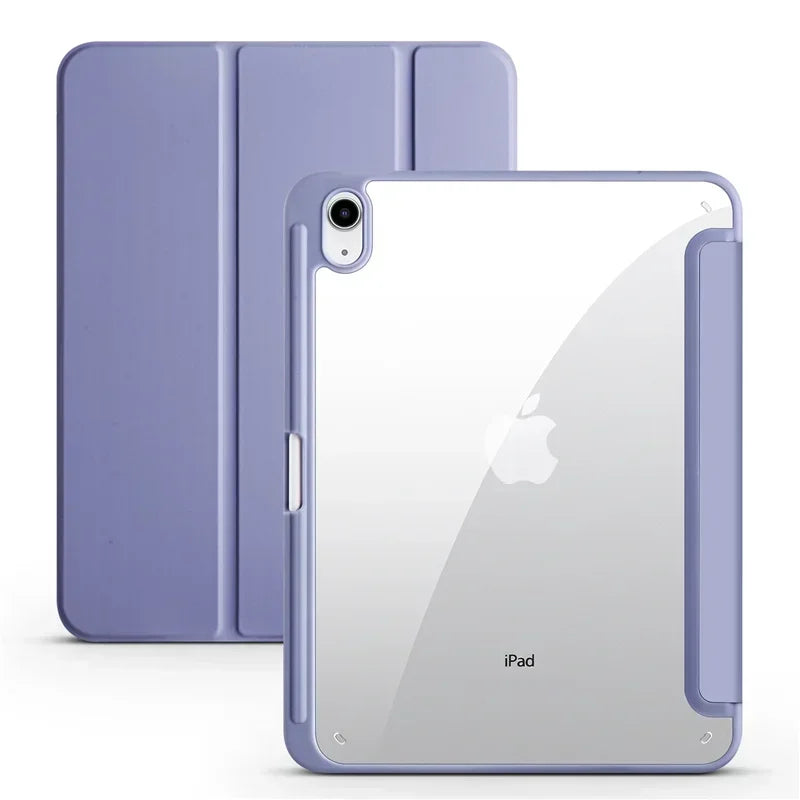 Étui pour iPad 10e génération avec porte-stylet, coque arrière rigide transparente en acrylique à trois volets, compatible avec iPad 10.2, 9.7, Air, 5, 11 et iPad 10, 9 et 11e génération (A16).