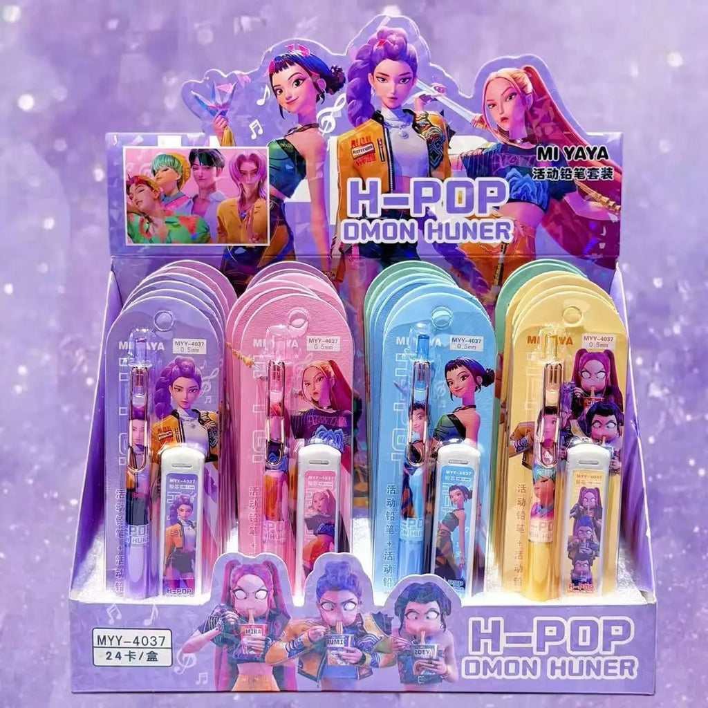 Ensemble de crayons automatiques KPOP Demon Hunter - Lot aléatoire de 1/2/4/6 pièces - Fournitures scolaires pour enfants, cadeau pour l'écriture et le dessin