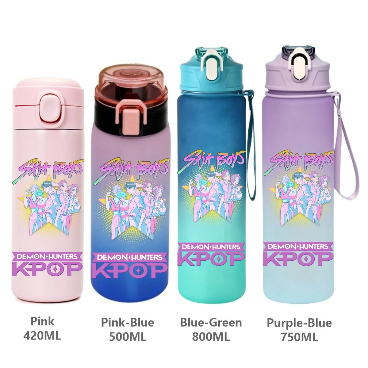Gourde de sport KPop Demon Hunters, motif dessin animé tendance, étanche, portable, cadeau d'anniversaire pour enfants