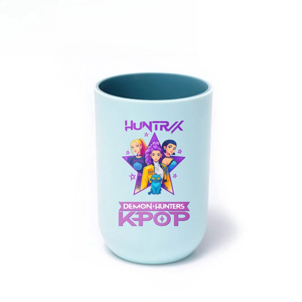 Gobelet à brosse à dents K-Pop Demon Hunters, gobelet en plastique pour bain de bouche, boîte de rangement pour articles de toilette de voyage, accessoires de salle de bain