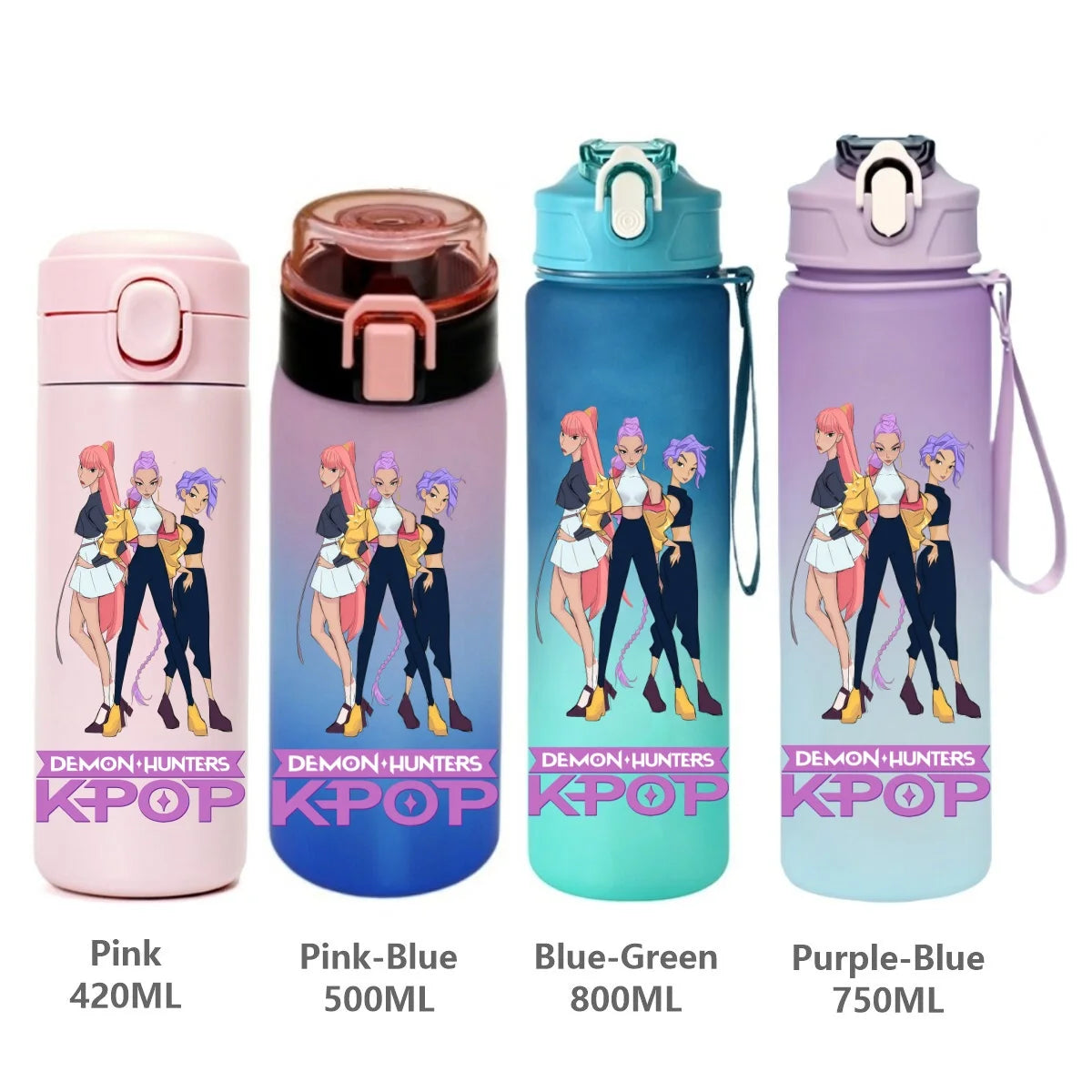 Gourde de sport KPop Demon Hunters, motif dessin animé tendance, étanche, portable, cadeau d'anniversaire pour enfants
