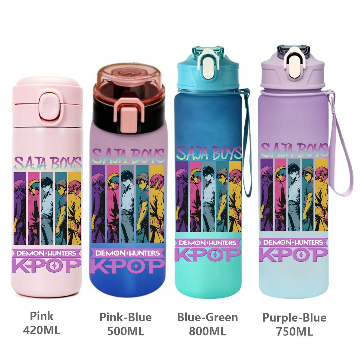 Gourde de sport KPop Demon Hunters, motif dessin animé tendance, étanche, portable, cadeau d'anniversaire pour enfants