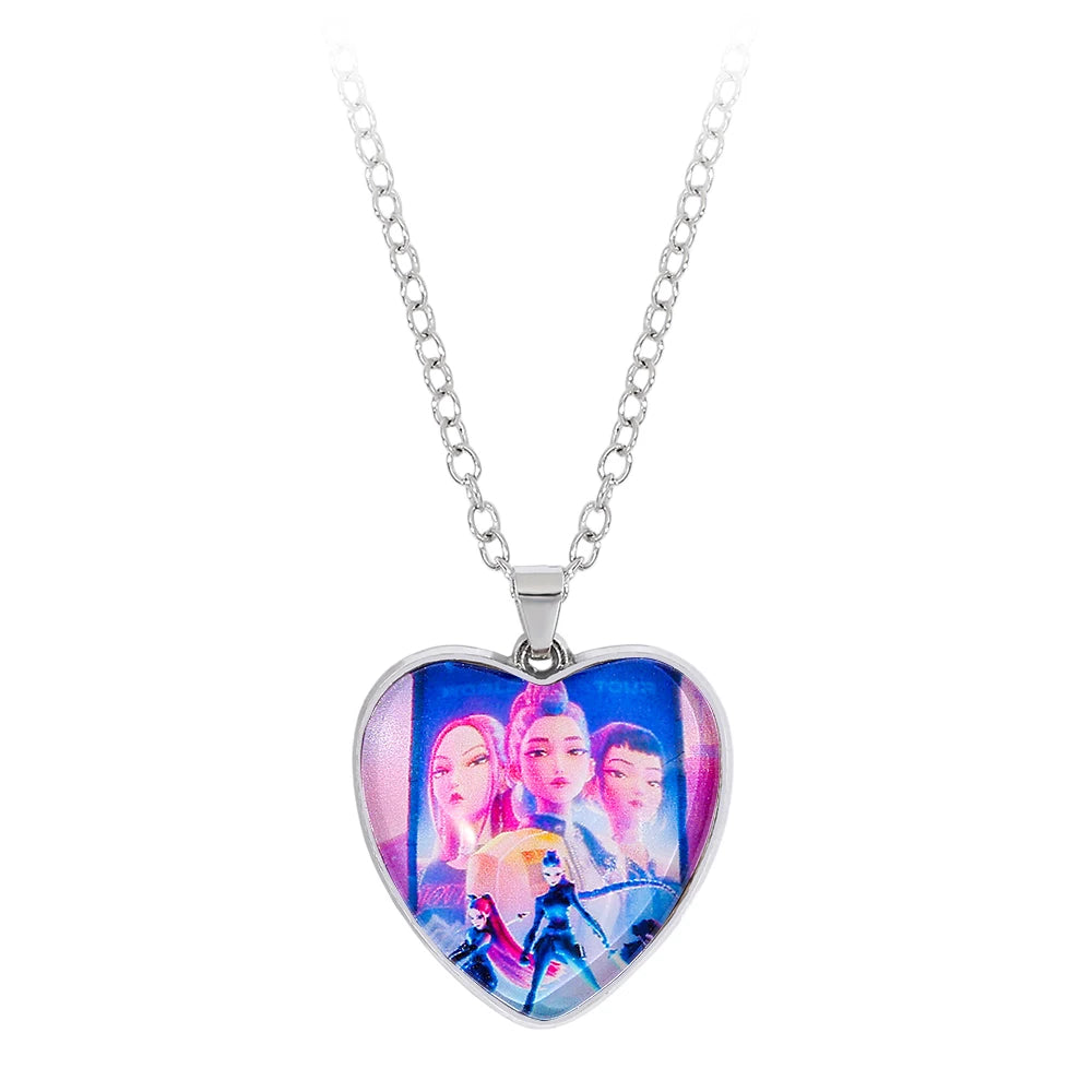 Films occidentaux populaires - Accessoire collier en forme de cœur Kpop Demon Hunter : Witch Hunter Girl Squad Time Gem