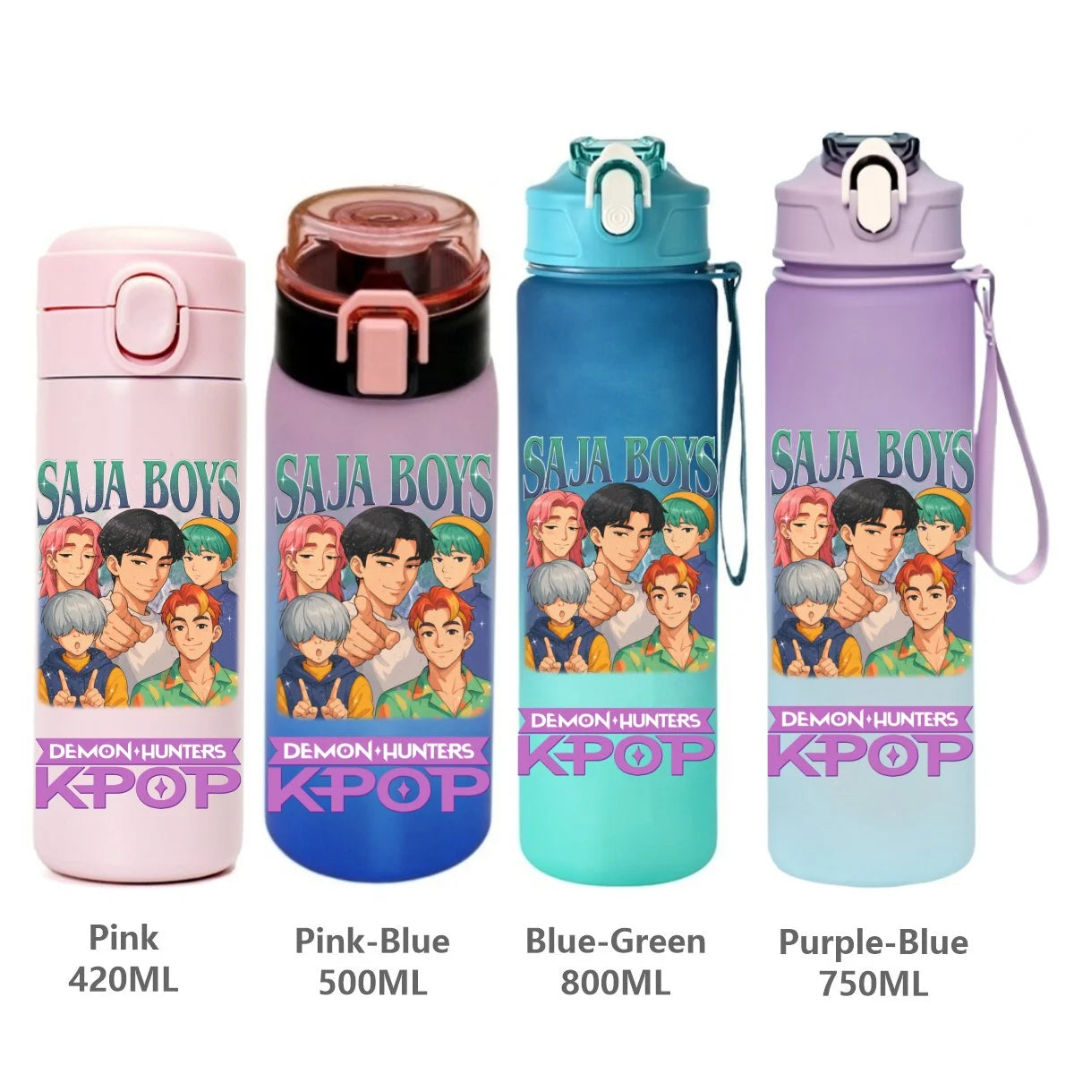 Gourde de sport KPop Demon Hunters, motif dessin animé tendance, étanche, portable, cadeau d'anniversaire pour enfants