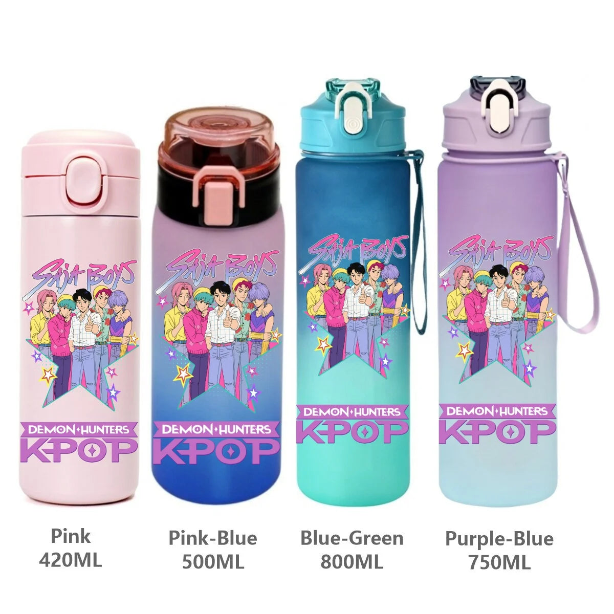 Gourde de sport KPop Demon Hunters, motif dessin animé tendance, étanche, portable, cadeau d'anniversaire pour enfants