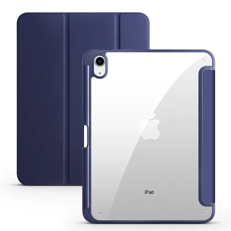 Étui pour iPad 10e génération avec porte-stylet, coque arrière rigide transparente en acrylique à trois volets, compatible avec iPad 10.2, 9.7, Air, 5, 11 et iPad 10, 9 et 11e génération (A16).