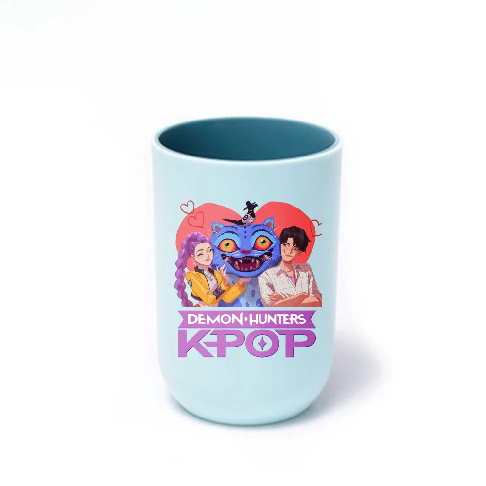 Gobelet à brosse à dents K-Pop Demon Hunters, gobelet en plastique pour bain de bouche, boîte de rangement pour articles de toilette de voyage, accessoires de salle de bain