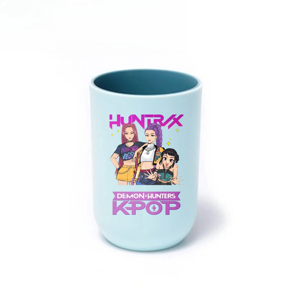 Gobelet à brosse à dents K-Pop Demon Hunters, gobelet en plastique pour bain de bouche, boîte de rangement pour articles de toilette de voyage, accessoires de salle de bain