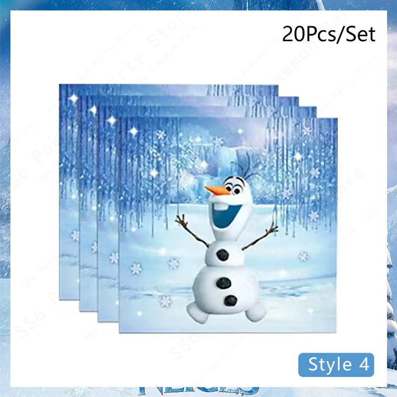 Kit de décoration pour fête d'anniversaire Disney Elsa La Reine des Neiges : vaisselle jetable, gobelets en papier, nappes, assiettes et sacs