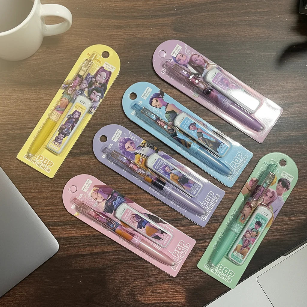 Ensemble de crayons automatiques KPOP Demon Hunter - Lot aléatoire de 1/2/4/6 pièces - Fournitures scolaires pour enfants, cadeau pour l'écriture et le dessin