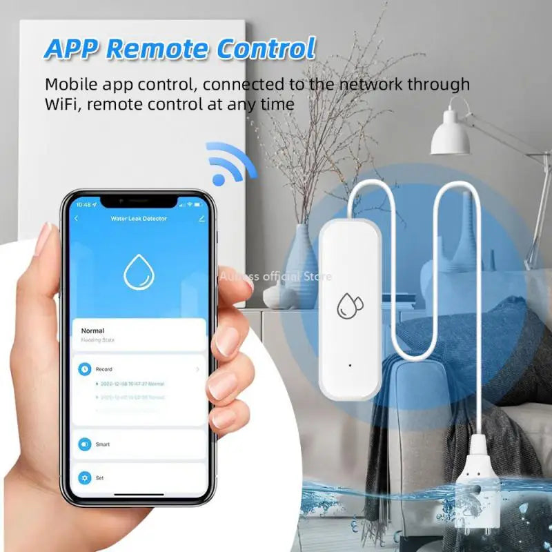 Détecteur de fuites d'eau Aubess Tuya WiFi ZigBee avec avertisseur sonore et détecteur de débordement, compatible avec la surveillance à distance Smart Life