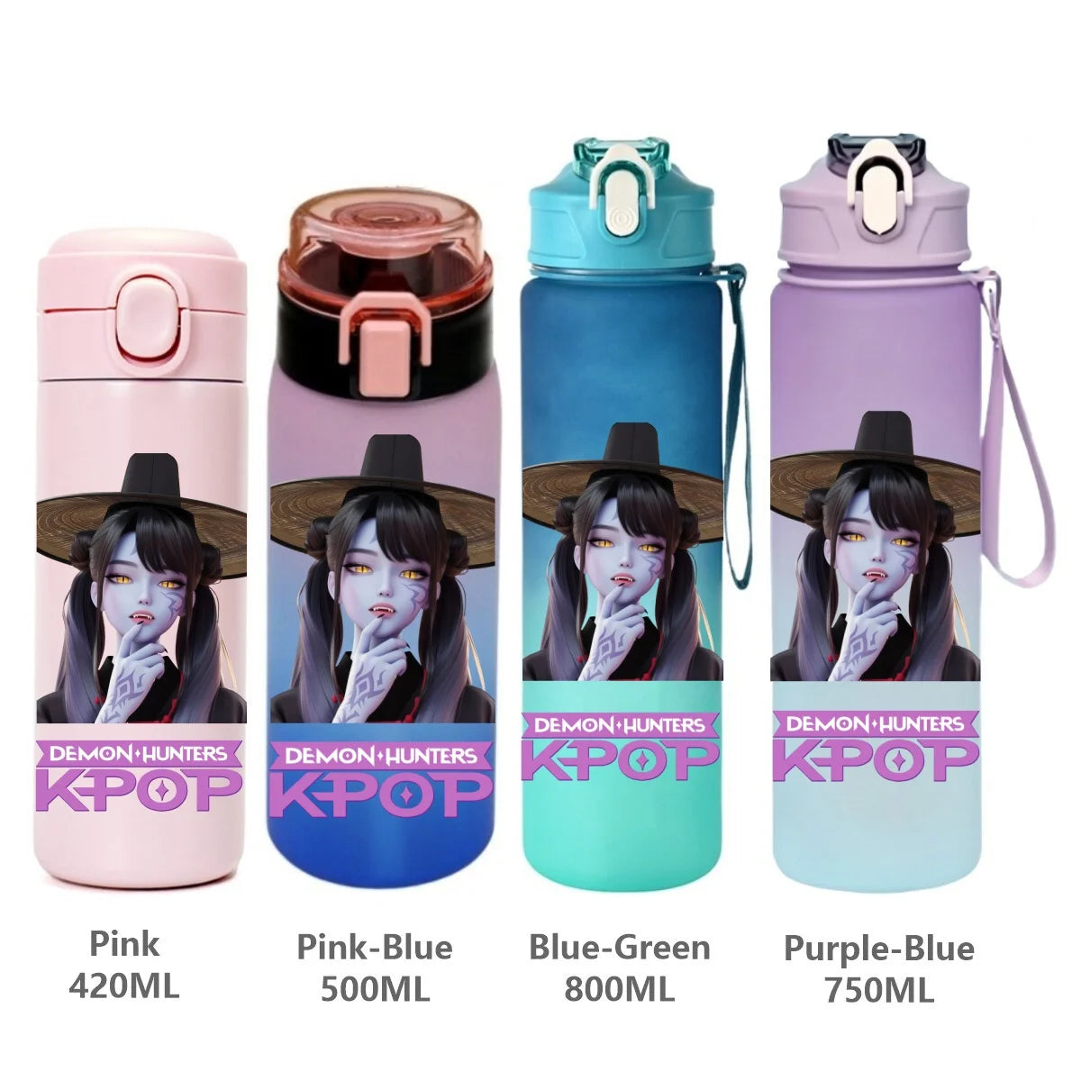 Gourde de sport KPop Demon Hunters, motif dessin animé tendance, étanche, portable, cadeau d'anniversaire pour enfants