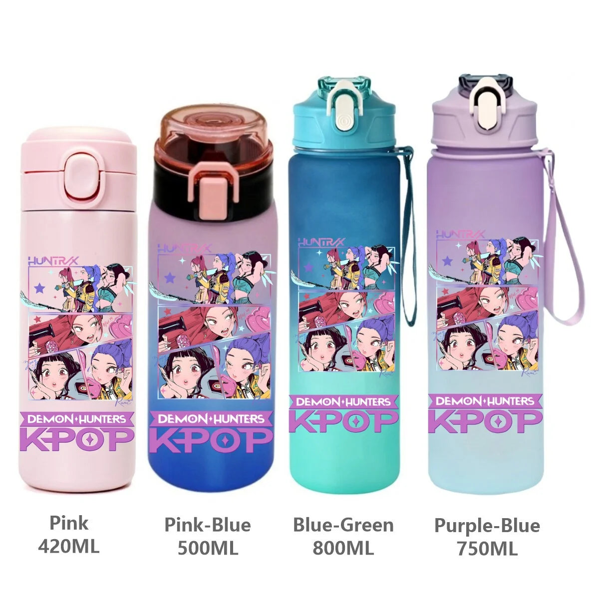 Gourde de sport KPop Demon Hunters, motif dessin animé tendance, étanche, portable, cadeau d'anniversaire pour enfants