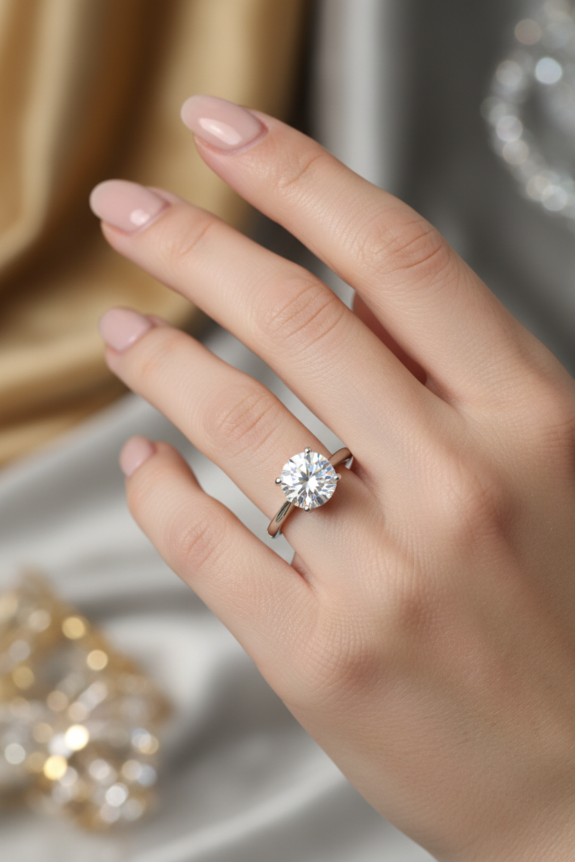 Bague Solitaire Moissanite 1 Carat – Argent 925 Certifié