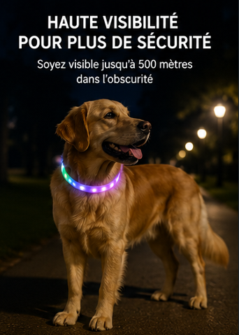 Collier Lumineux LED Rechargeable USB pour Chien – Sécurité & Visibilité Nocturne